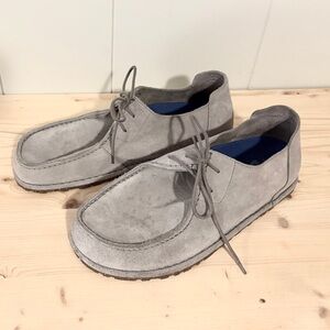 Birkenstock Ulli Shoes Lace Up Men’s Gray Dove Suede Leather Size 45